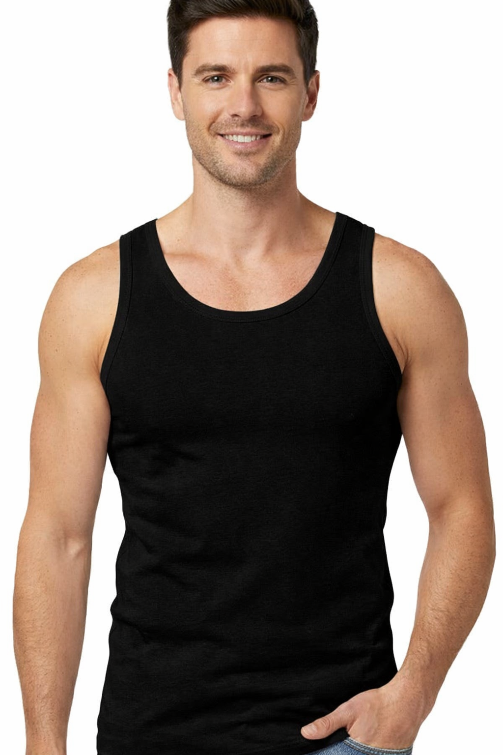 Men’s White & Black Cotton Vests – Premium Quality